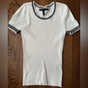 White House Black Market White Tee with Black Accents